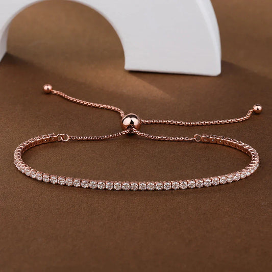 Bracelet de tennis rond de 2 mm en moissanite avec diamants pour femme, en argent sterling 925 plaqué or 18 carats, chaîne de poignet réglable, bijou