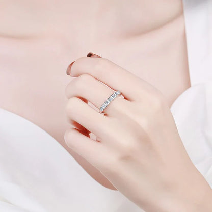 All Princess Cut Moissanite Ring for Women 925 Sterling Silver Rings with White Gold Plated Wedding Proposal Promise Band