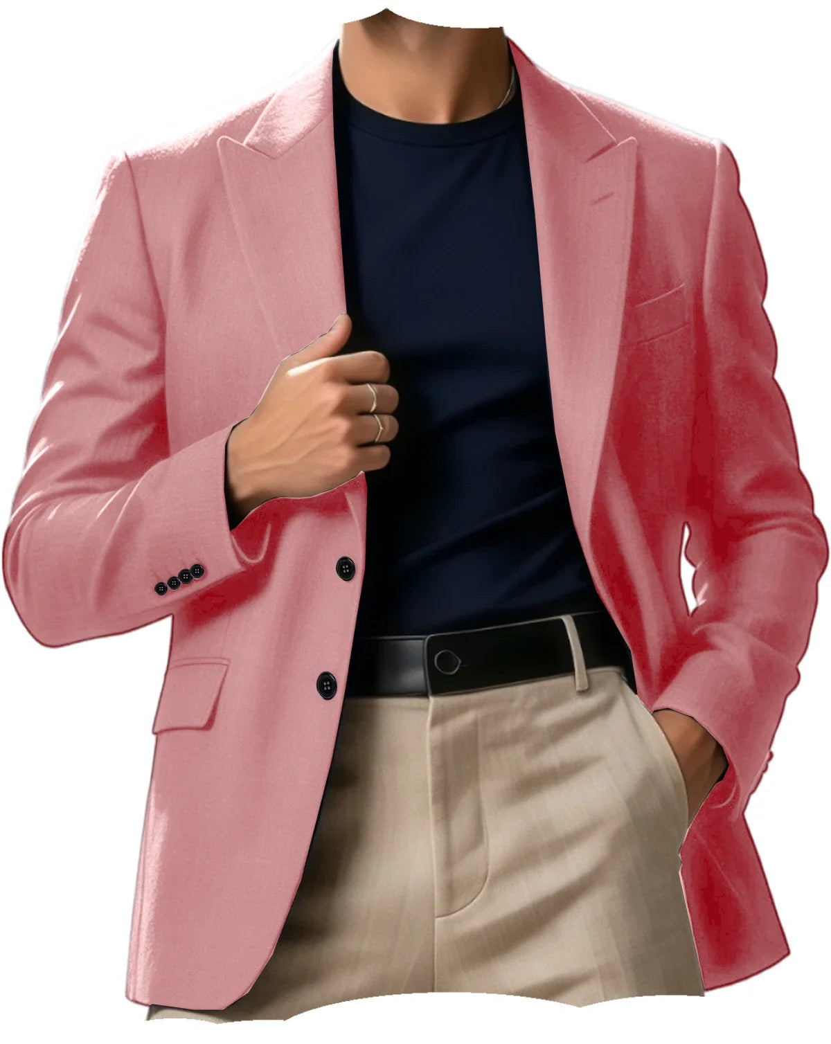 Men Blazer Jacket Single Breasted Notched Lapel Slim Fit Casual Business Suit Jacket Office Daily Wear Gentleman Sport Coat