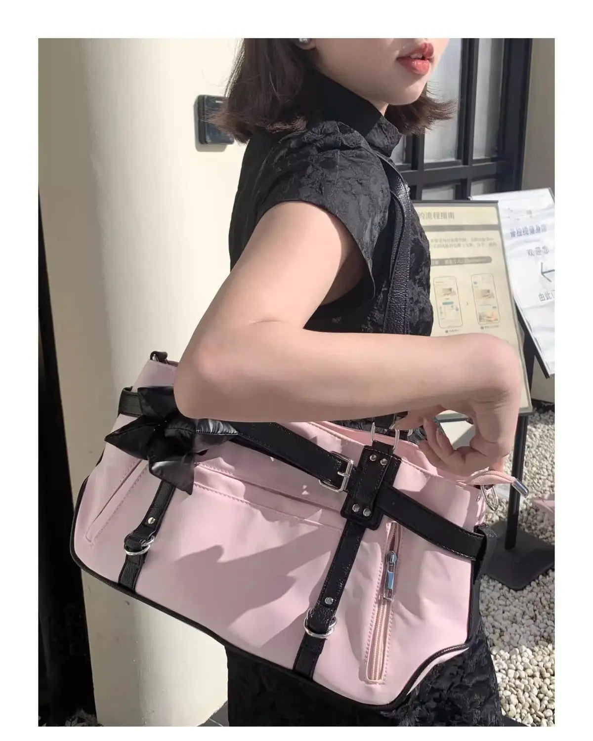 Korean Cute Harajuku Style Y2k Large Capacity Handbag Shoulder Bags Nylon Waterproof Cloth Commuter Storage Bags Women's Bag
