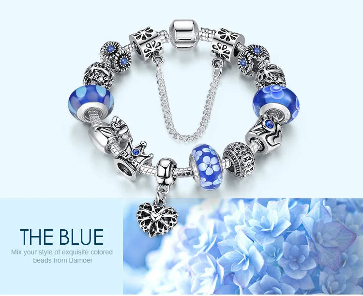 Queen Jewelry Charms Bracelet & Bangles With Queen Crown Beads Bracelet for Women PA1823