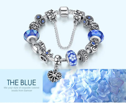 Queen Jewelry Charms Bracelet & Bangles With Queen Crown Beads Bracelet for Women PA1823