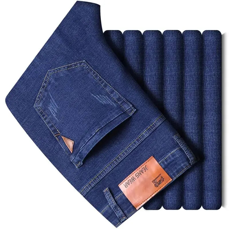 New men's straight leg jeans classic black blue micro elastic casual business casual denim pants men's brand pants