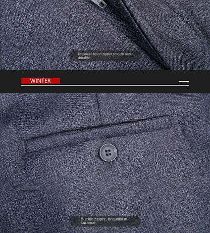 Double Pleated Mens British Pants High Waist Thicken Straight Business Black Formal Clothes For Mens Dress Trousers size 42 44