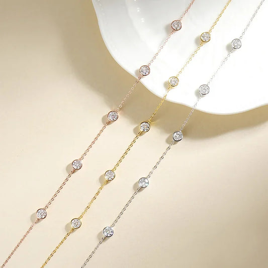 Bubble Each 5mm All Moissnaite Necklaces for Women Luxury Female Neck Chain 100% Sterling Silver S925 Fine Jewelry GRA