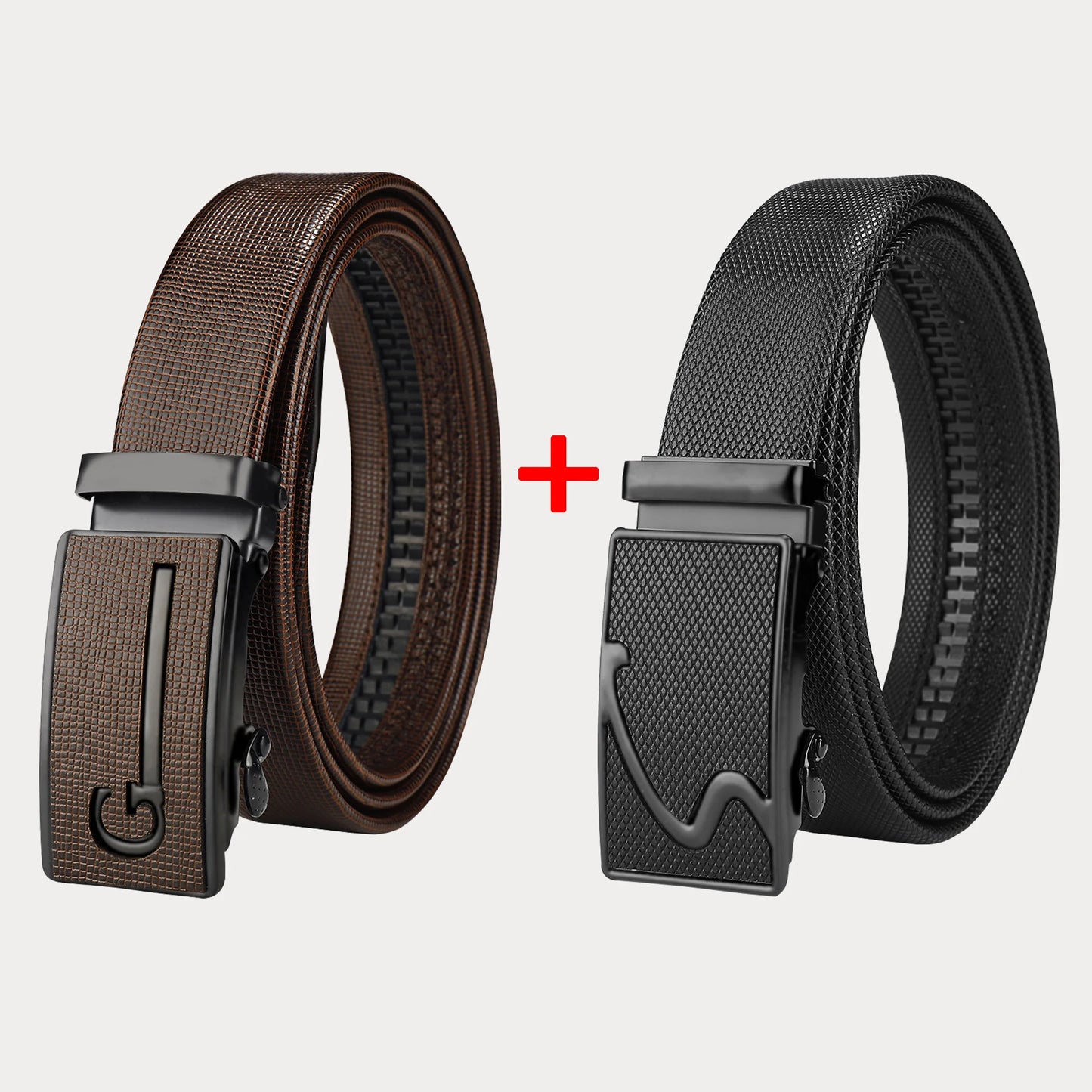 Two Pack New Men's Belt Automatic Buckle Waist Belt Korean Version Trendy Casual Versatile Middle-Aged Youth Business Pants Belt