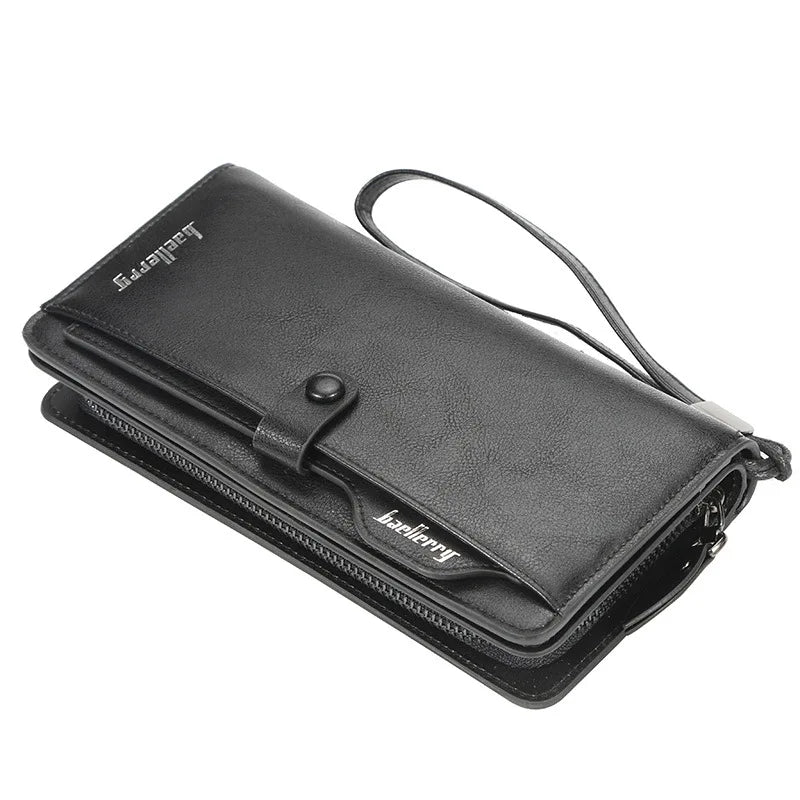 Retro Men's Long Wallet Multifunctional Card Holder Mobile Phone Bag High Quality Card Storage Organizer
