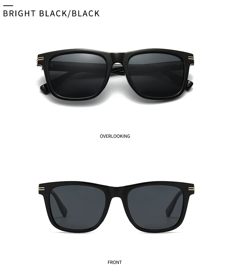 Trending Square Men Punk Rivets Sunglasses Retro Dark Green Eyewear Women Shades UV400 Polarized Sun Glasses