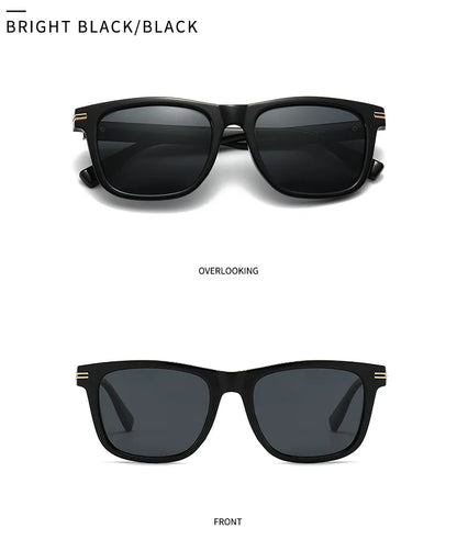 Trending Square Men Punk Rivets Sunglasses Retro Dark Green Eyewear Women Shades UV400 Polarized Sun Glasses