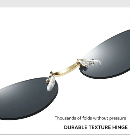 Women's Fashion Glasses Exquisite Diamond Decoration Sunglasses Oval Shaped Frame Cut Edge Frameless Small Outdoor Sun Glasses