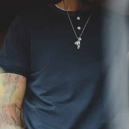 Cotton Men's Henry T-Shirts Soft Breathable Vintage Tops Tee Shirt Solid Casual Classic Buttons Shirt Hot Man Clothing