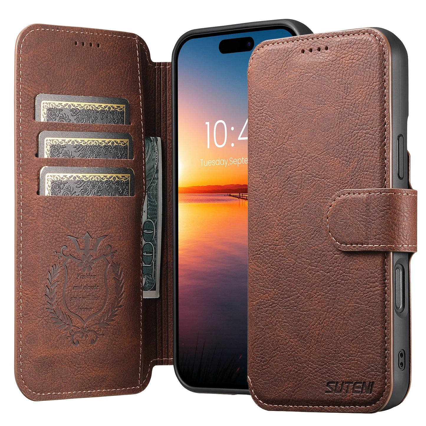 Faux Leather Wireless Charging Card Holder Stand Wallet Magnetic Flip Cover Phone Case For iPhone 17 Pro Max 16 Plus 15 14 13
