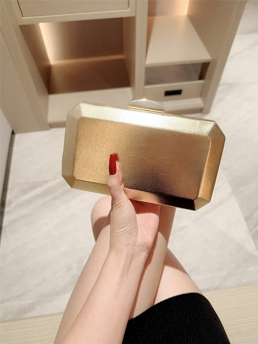 European and American Fashionable Dinner Bag Metal Buckle Clutch Bag Square Box Bag Crossbody Chain Bag Evening Bag Dress Bag