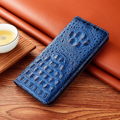 Crocodile Genuine Leather Magnetic Flip Case For iPhone 16 16e 15 14 11 12 13 Pro X XS Max Plus Mini SE 2025 All-inclusive Cover