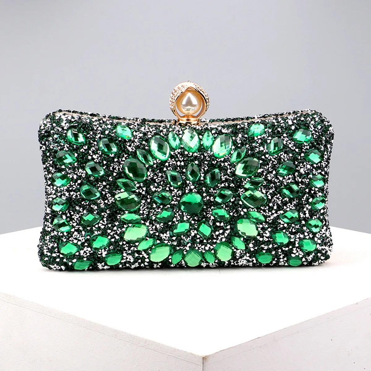 Full Diamonds Evening Bags Acrylic Flower Rhinestones Clutch Bags Metal Pearl Luxury Prom Wedding Dinner Handbags