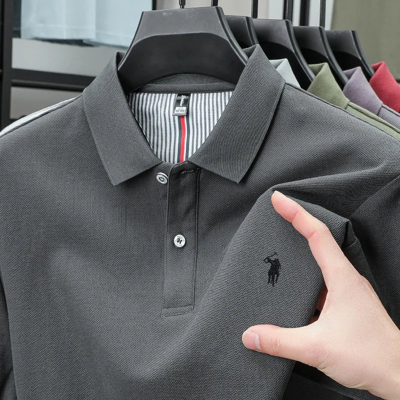 100%cotton luxury men's classic pony embroidery comfortable polo shirt fashionable summer new top breathable short sleeved shirt