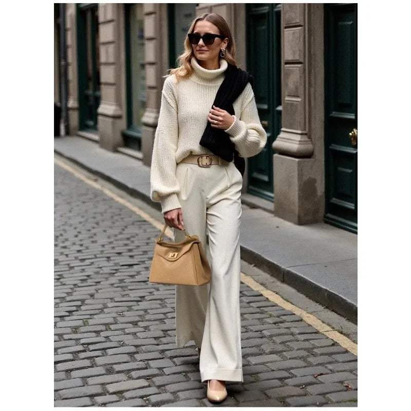 Lucia Elegant Buckle Genuine Leather Handbag for Women, Urban Casual Commuter Shoulder and Crossbody Bag