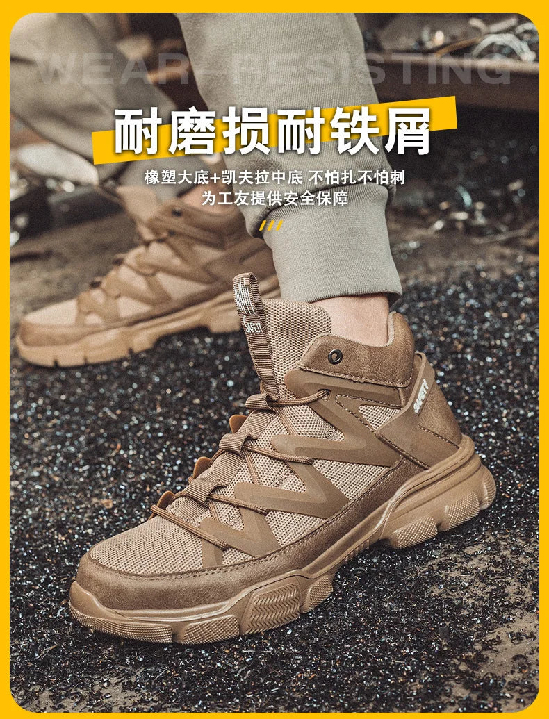 Male Work Boots Indestructible Safety Shoes Men Steel Toe Puncture-Proof Work Sneakers Male Shoes For Adult Work Shoes