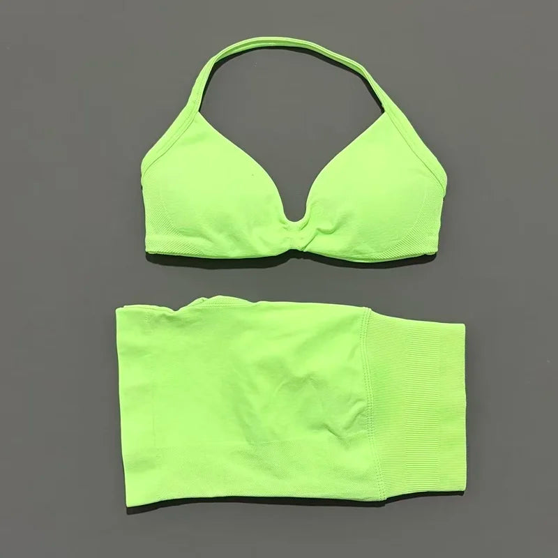 2PCS HISTELLO Sports Seamless Yoga Set Push Up Women Bra Scrunch Butt Lift Leggings Ultra Soft Comfort Yoga Workout Wear