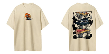 One Piece Men's Women's T-shirt Monkey D. Luffy Portgas D. Ace Sabo Anime Summer Spring Boy's Short Sleeves Parent-child Outfits