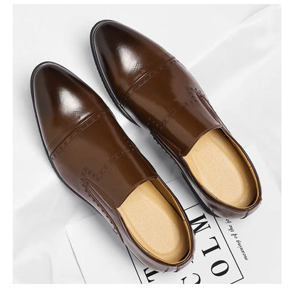 Big Size Dress Shoes for Men Solid Color Summer Autumn Fashion Business Casual Shoes Male British Style Cow Leather Shoe Man