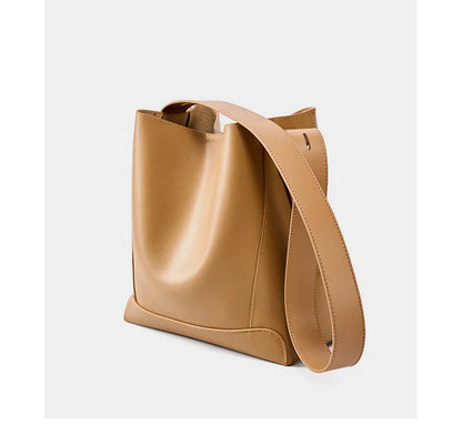 Ladies' Split Leather Bucket Shoulder Bags Female Commute Shopping Messenger Bags Adjustable Shoulder Strap Women Casual Handbag