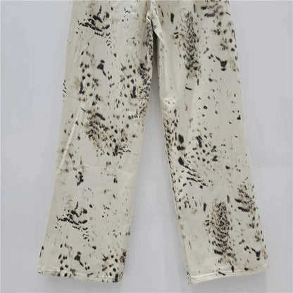 High Waist Y2K Women Jeans Loose Fit Straight Leg Baggy Denim Pants for Girls Retro Beige Wide Women's Jeans Y2K Pants