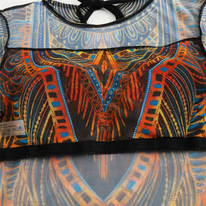 S - XXL Printed Long Sleeve With Sarong One Piece Swimsuit Women Swimwear Female Flowers Padded Bather Bathing Suit Swim V7181