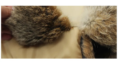 Sports Winter Fashion Trapper Hats Men Thick real Rex Rabbit Fur Bomber Cap with Warm Snow Ear Flap Hiking Hats for Outdoor