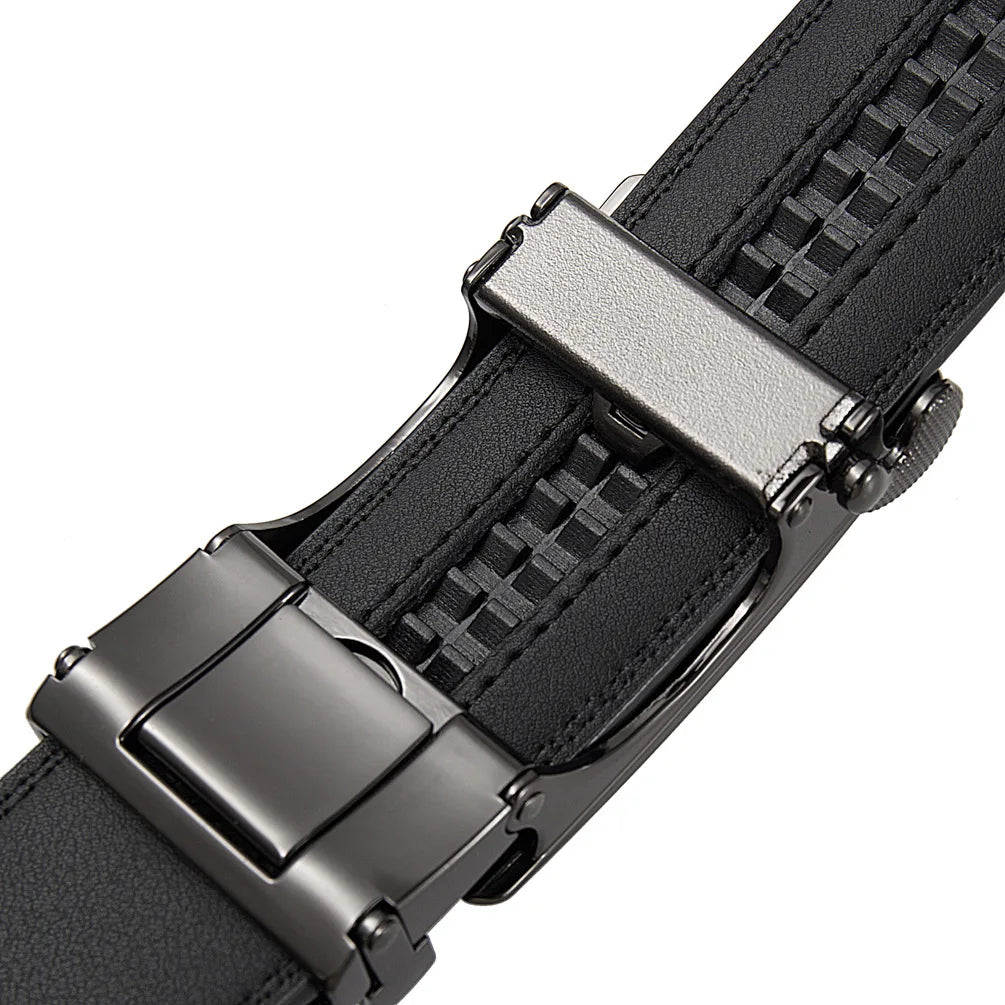 Men's Leather Belt High quality genuine leather alloy automatic buckle Adjustable ratchet belt Fashion business belt for men