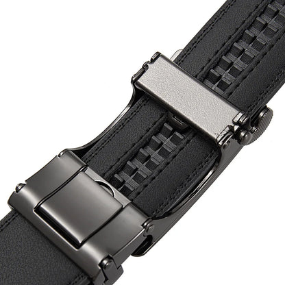 Automatic Buckle Belt for Men, High Quality Genuine Leather Belt, Adjustable Ratchet Belt Fashion Designer Belt Men