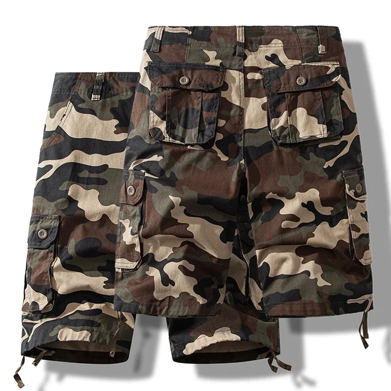 Men's Camo Shorts Cotton Cargo Shorts Tactical Breeches Casual Sports Man Hiking Fishing Streetwear
