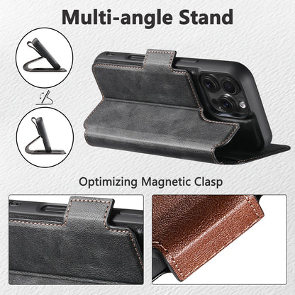Faux Leather Wireless Charging Card Holder Stand Wallet Magnetic Flip Cover Phone Case For iPhone 16 Pro Max 15 Plus 14