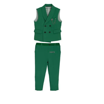 Children Formal Wedding Suit Kids Vest Pants Party Photograph Set Teenager Boys Tuxedo Party Dress Child Dance Show Costume