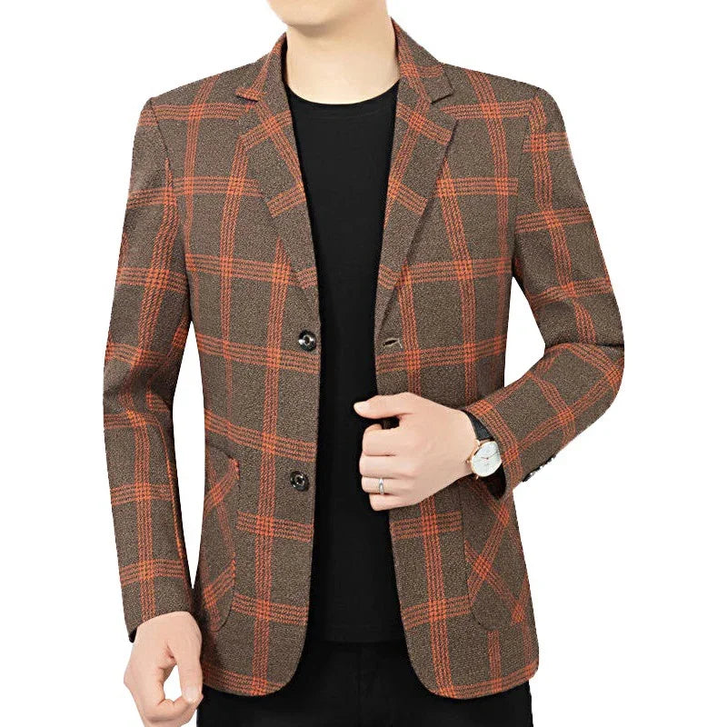 Brand Plaid Striped Business Blazers for Mens 2026 New Spring Autumn Fashion Casual Suit Jacket Men Interview Coat