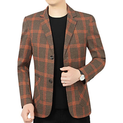 Brand Plaid Striped Business Blazers for Mens 2026 New Spring Autumn Fashion Casual Suit Jacket Men Interview Coat