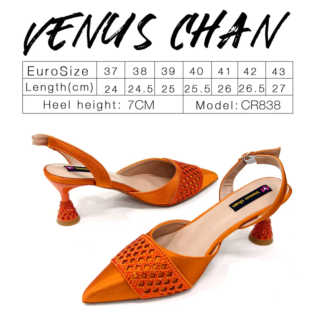 2025 Fashion Brown Color Women's Party Shoes and Bag Set With Elegant Diamond Butterfly Design - Stylish and Chic