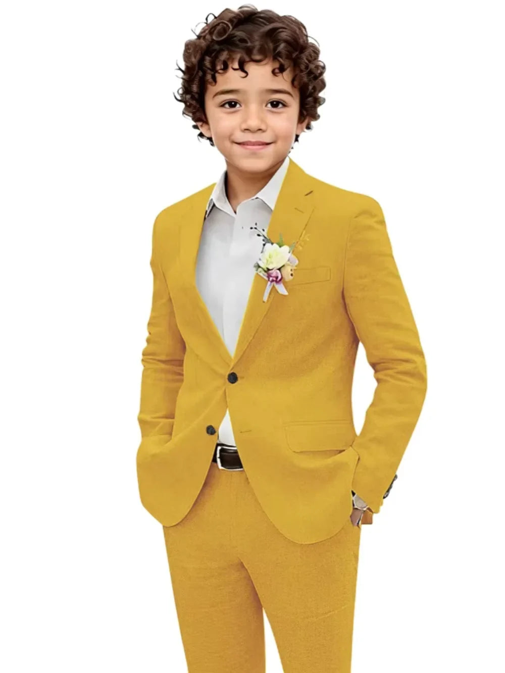 Summer Boys Linen Suit Set 2 Pieces Jacket Pants Beach Wedding Wear Notched Lapel Kids Handsome Tuxedo For Birthday Party 2-20T
