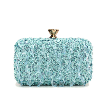 Glitter Party Dinner Evening Bags Purple Color Tassel Acrylic Clutch Bags Flap Fashion Metal Chain Diamonds Handbags Beading