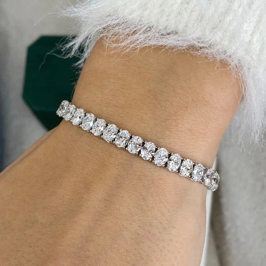 Bracelets de tennis ovales en moissanite complète de 0,5 carat pour femmes 100% argent sterling 925, bracelet avec diamant D VVS1 et certificat