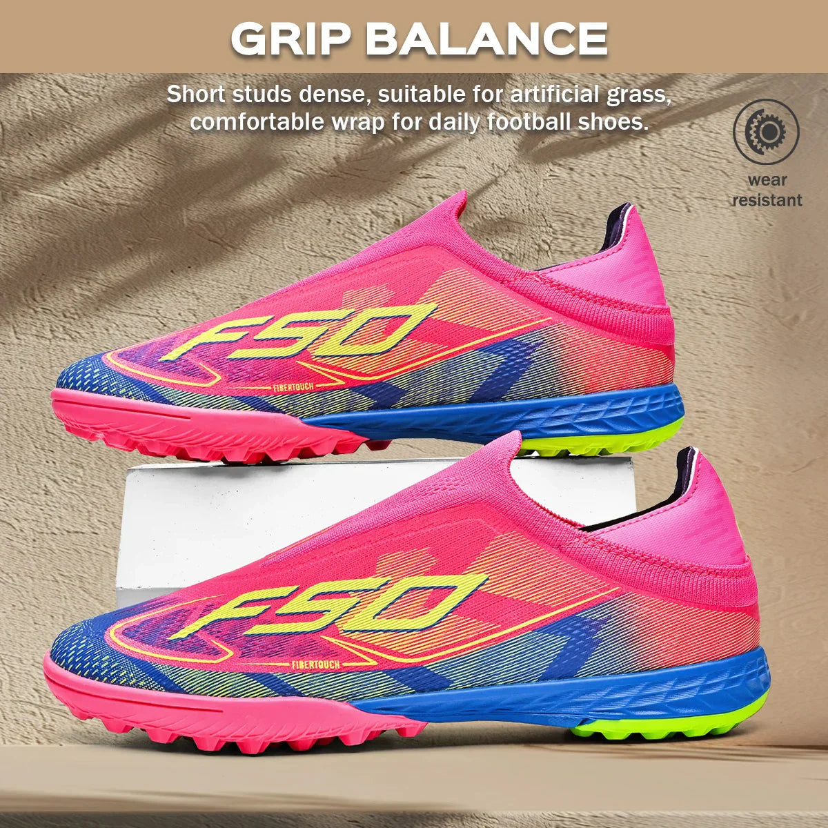 TF Football Shoes Kids Boys Girls PU Upper Durable Rubber Sole Anti-slip Wear-resistant Training Sneakers
