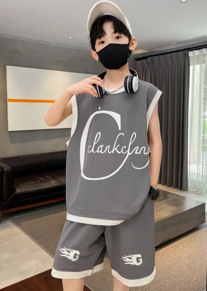 Sports Quick-dry Thin Vest Sets for Boy 2025 Children's Clothing Casual Clothes New Summer Year Old Cotton Set Boy's Outdoor Top