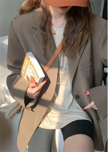 2025 New Spring Summer Elegant Office Lady Coat Loose Solid Thin Long Sleeved Women Blazer All-Match Casual Jacket