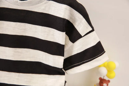 New Summer Baby Boys Clothes Suit Children Girls Cotton Striped T-Shirt Shorts 2Pcs/Sets Toddler Casual Clothing Kids Tracksuits
