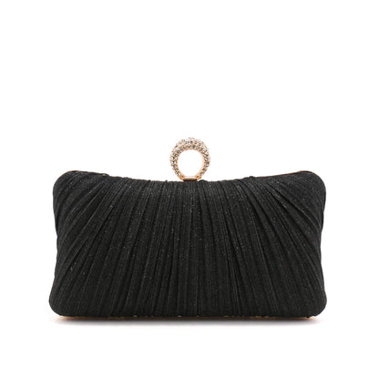 Valentine's Day Evening Bags Finger Ring Diamonds Clutch Ruched Fashion Prom Dinner Handbags With Chain Purse