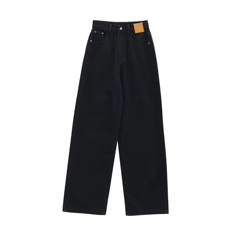 Black Baggy Straight Jeans Women Korean Fashion Streetwear High Waist Wide Leg Denim Pants Female Loose Mopping Jean Trouser Y2K