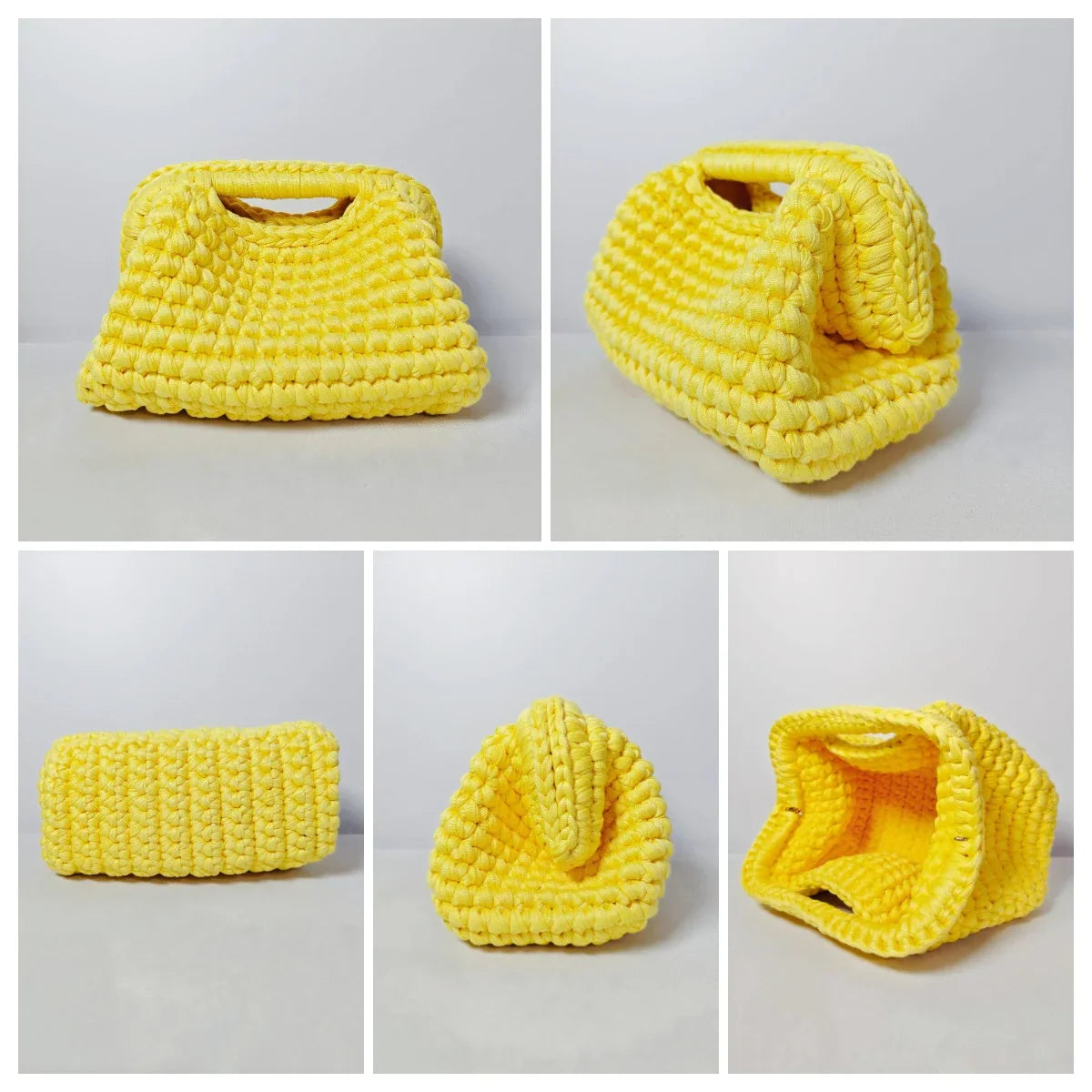 Yingzi Small Crochet Cluth Bag with Handle Handmade Evening Bag Makeup Bag