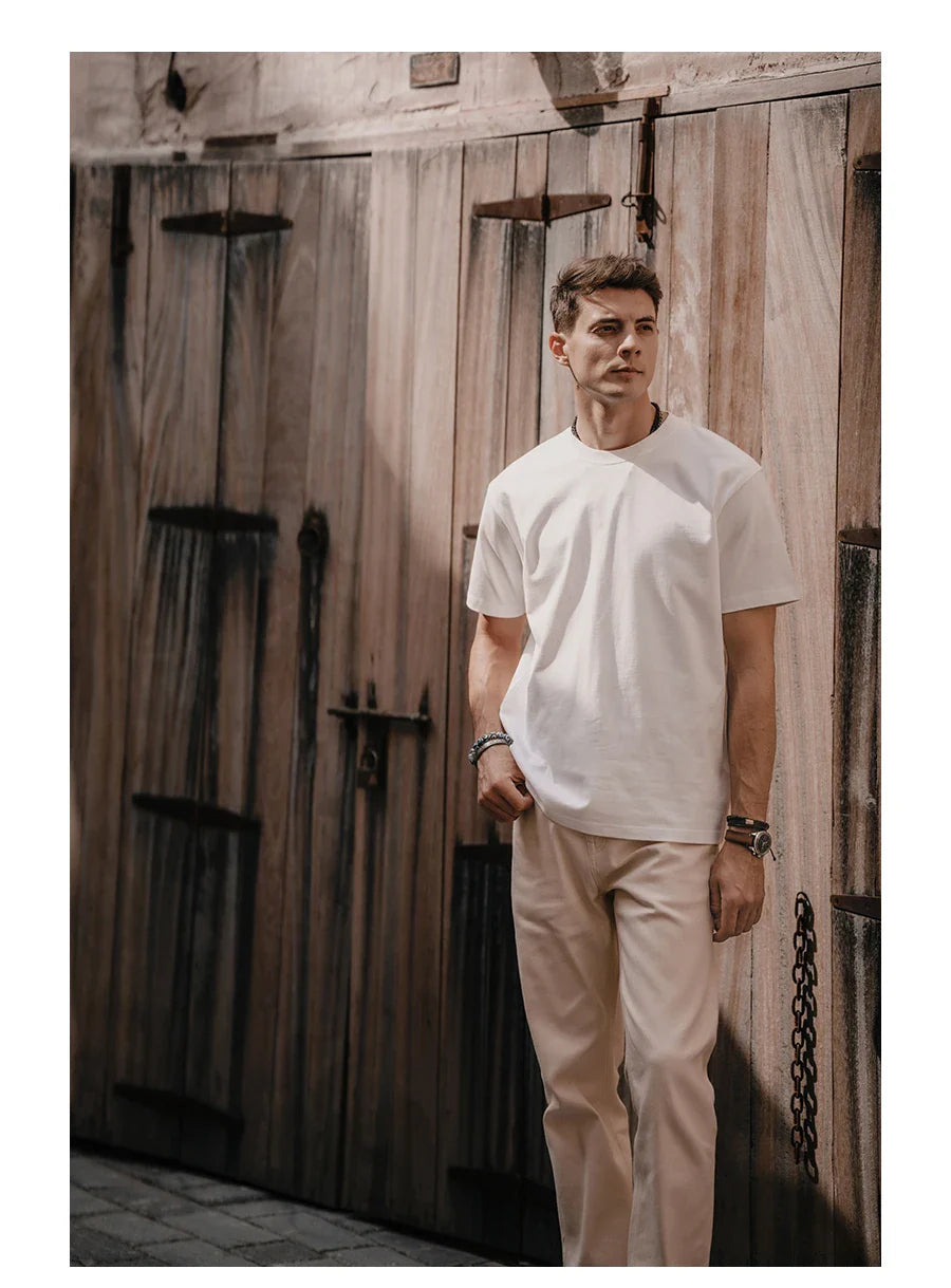 2026 Summer New Oversize 310gsm 100% Cotton T-shirts Men Quality Breathable Solid Color Comfortable Tops