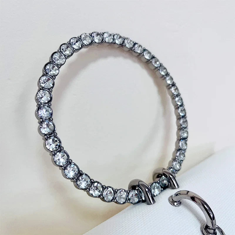 Clutch Bag Luxury Designer Handbag for Women 2025 with Chain Metal Ring Handle PU Leather Rhinestones Purses Shoulder Bag