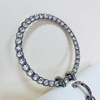 Clutch Bag Luxury Designer Handbag for Women 2025 with Chain Metal Ring Handle PU Leather Rhinestones Purses Shoulder Bag